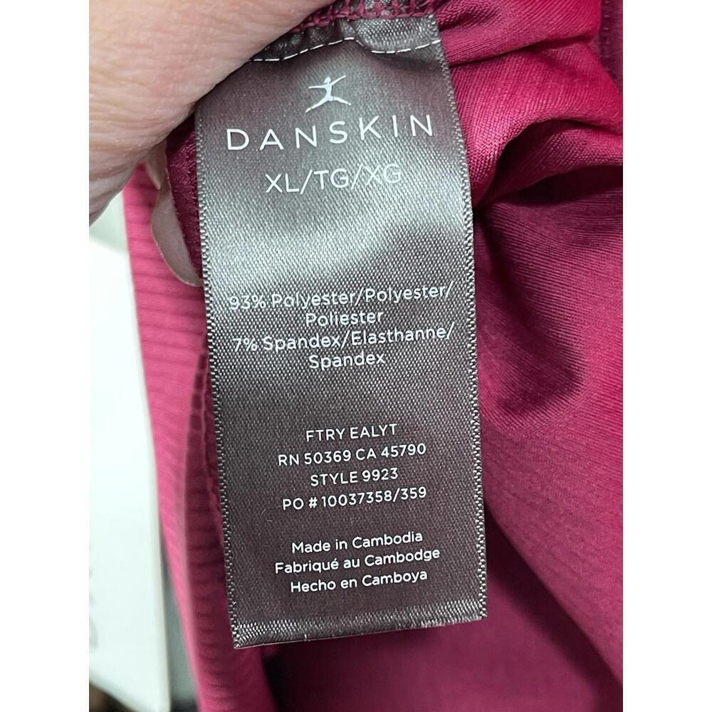 DANSKIN Crossover Rib Pullover Pomegranate Relaxed Stretch Moisture Control XL - Picture 4 of 8
